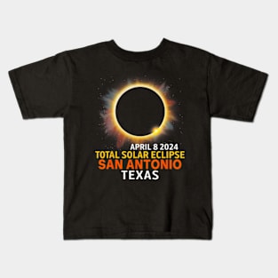 Total Solar Eclipse 04 08 24 San Antonio Texas Eclipse 2024 Kids T-Shirt